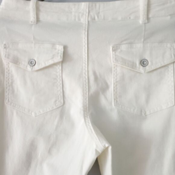 Anthropologie Chino Elastic Ankle Zip Hem Ivory Cargo Pants Size 28 - Picture 4 of 6